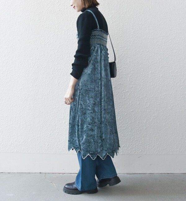 SHIPS any「bon_meur:〈手洗い可能〉クラッシュ ベロア シャーリング 2WAY スカート」|フレア|