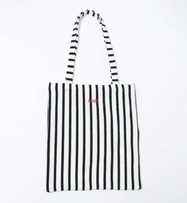 SHIPS「【WEB限定】SHIPS: パイル ストライプ SHIPSロゴ エンブロイダリー トート バッグ」|トートバッグ|