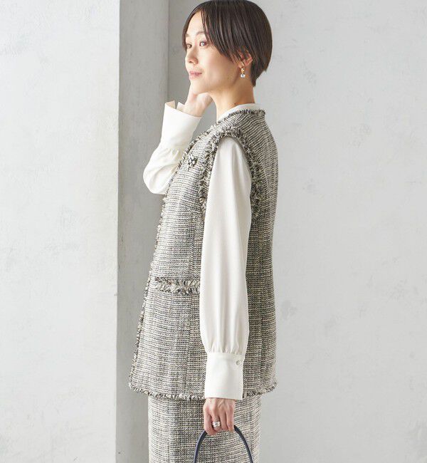 SHIPS for women「スラブ ツイード ロング ジレ（セレモニー対応可）」|ベスト・ジレ|