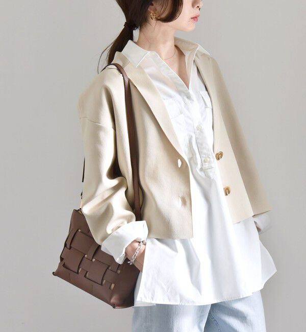 quaranciel「quaranciel:〈手洗い可能〉コンパクト ワイド テーラード ニット ジャケット」|テーラードジャケット|