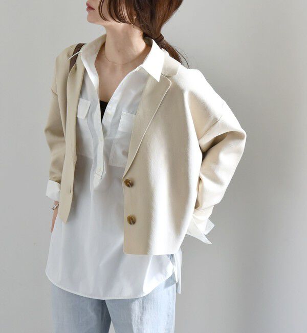 quaranciel「quaranciel:〈手洗い可能〉コンパクト ワイド テーラード ニット ジャケット」|テーラードジャケット|