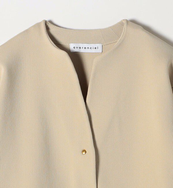 quaranciel「《一部追加予約》quaranciel:〈手洗い可能〉ノーカラー ポケット ニット ジャケット」|ノーカラージャケット|