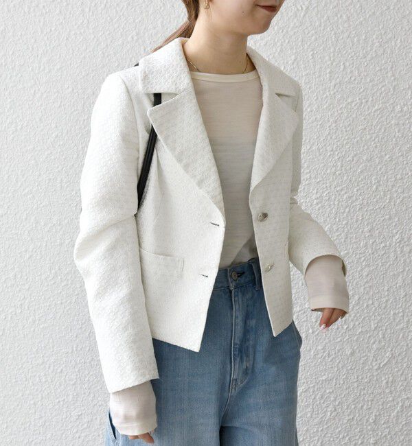 SHIPS any「SHIPS any:〈手洗い可能〉フラワー ジャカード ショート テーラード ジャケット」|テーラードジャケット|