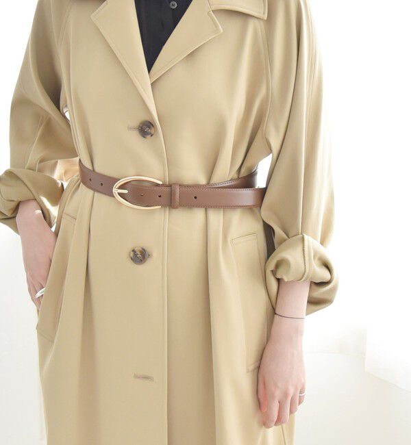 quaranciel「quaranciel: オーバル バックル ステッチ レザー ベルト」|ベルト|