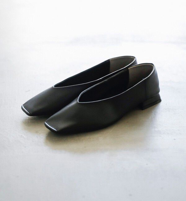 quaranciel「quaranciel: Vカット スクエア トゥ フラットシューズ」|パンプス|