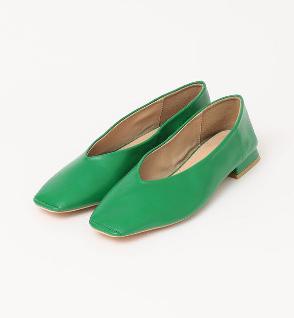 quaranciel「quaranciel: Vカット スクエア トゥ フラットシューズ」|パンプス|