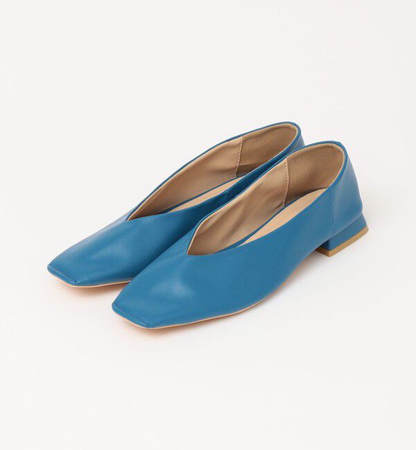 quaranciel「quaranciel: Vカット スクエア トゥ フラットシューズ」|パンプス|