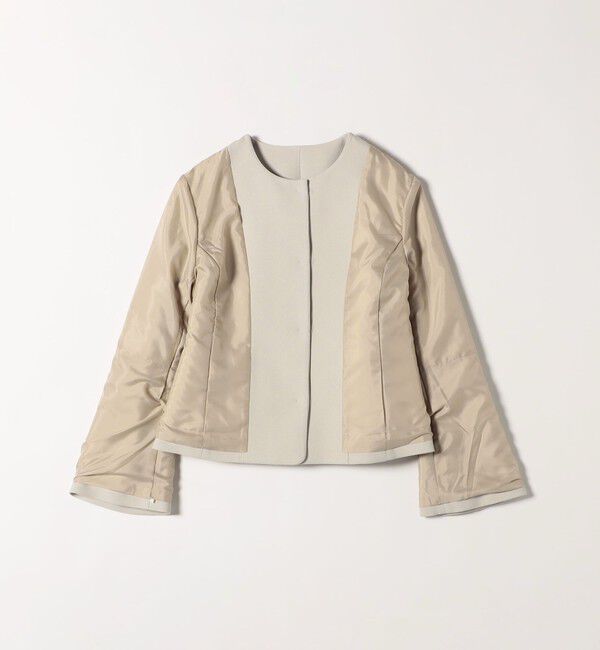 quaranciel「quaranciel:〈洗濯機可能〉ダブルクロス フレア ノーカラー ジャケット（セットアップ対応）」|ノーカラージャケット|