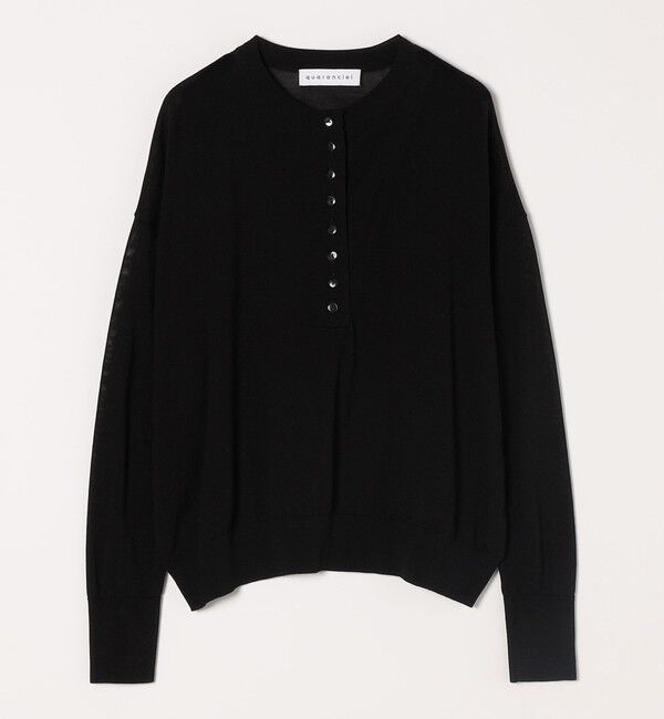 quaranciel「quaranciel:〈手洗い可能〉シルク ミックス ヘンリーネック ニット プルオーバー」|ニット・セーター|