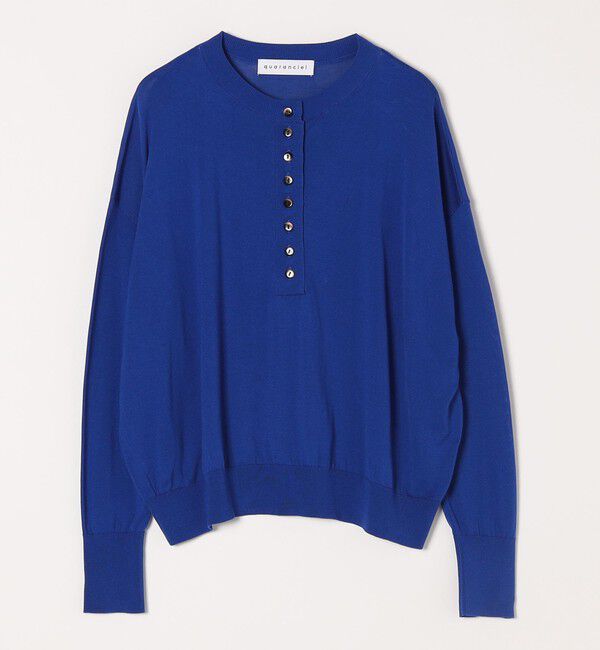 quaranciel「quaranciel:〈手洗い可能〉シルク ミックス ヘンリーネック ニット プルオーバー」|ニット・セーター|