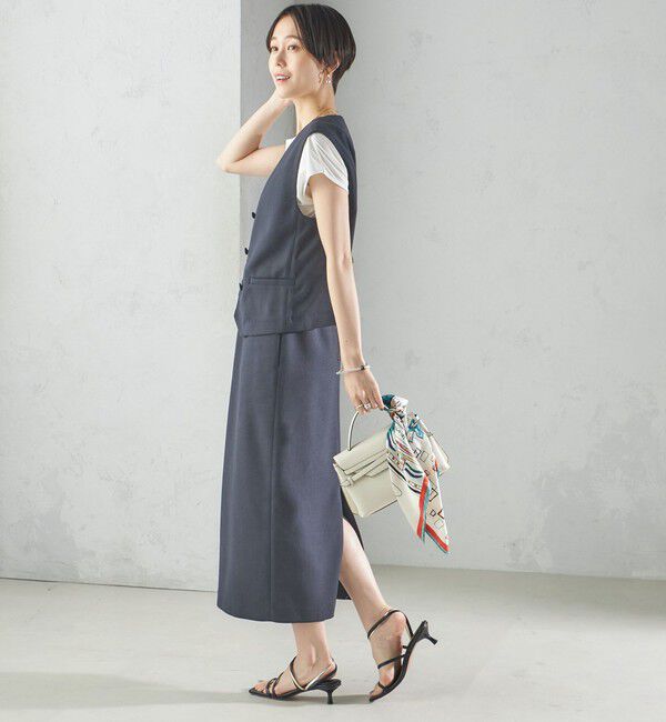 SHIPS for women「〈手洗い可能〉Asami 麻調合繊 ショート ジレ」|ベスト・ジレ|