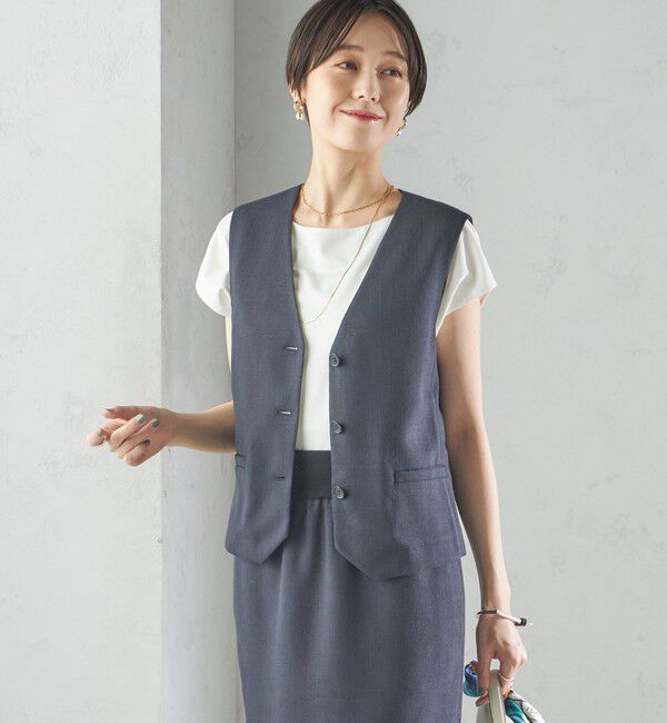 SHIPS for women「〈手洗い可能〉Asami 麻調合繊 ショート ジレ」|ベスト・ジレ|