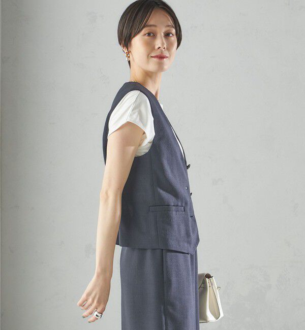 SHIPS for women「〈手洗い可能〉Asami 麻調合繊 ショート ジレ」|ベスト・ジレ|