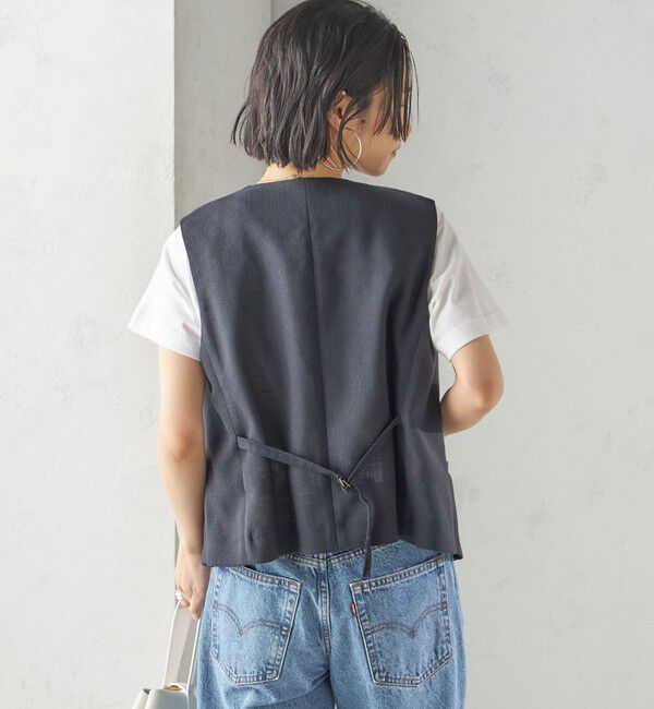 SHIPS for women「〈手洗い可能〉Asami 麻調合繊 ショート ジレ」|ベスト・ジレ|