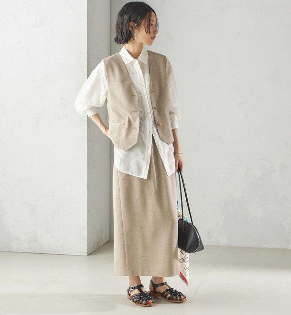 SHIPS for women「〈手洗い可能〉Asami 麻調合繊 ショート ジレ」|ベスト・ジレ|