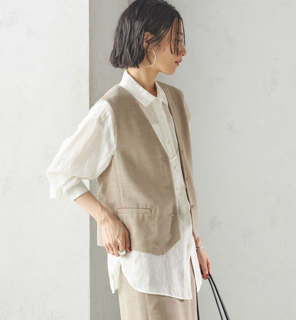 SHIPS for women「〈手洗い可能〉Asami 麻調合繊 ショート ジレ」|ベスト・ジレ|