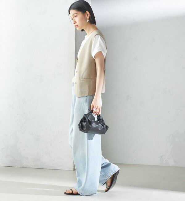 SHIPS for women「〈手洗い可能〉Asami 麻調合繊 ショート ジレ」|ベスト・ジレ|