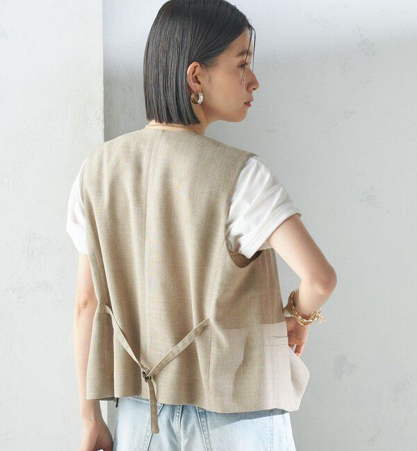 SHIPS for women「〈手洗い可能〉Asami 麻調合繊 ショート ジレ」|ベスト・ジレ|