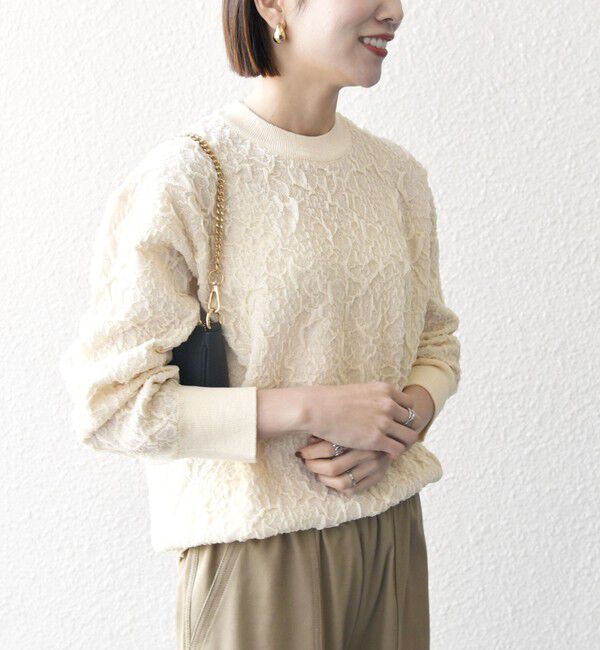 SHIPS any「《一部追加予約》SHIPS any:〈手洗い可能〉ジャカード バンピー クルーネック プルオーバー」|ニット・セーター|