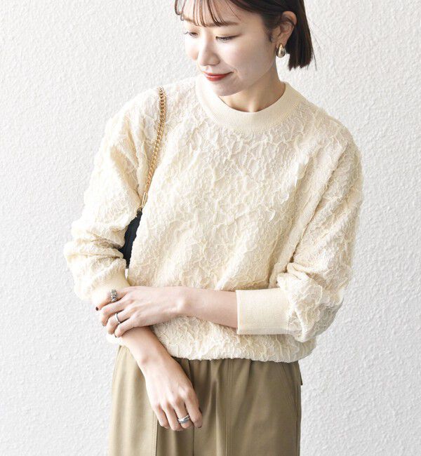 SHIPS any「《一部追加予約》SHIPS any:〈手洗い可能〉ジャカード バンピー クルーネック プルオーバー」|ニット・セーター|