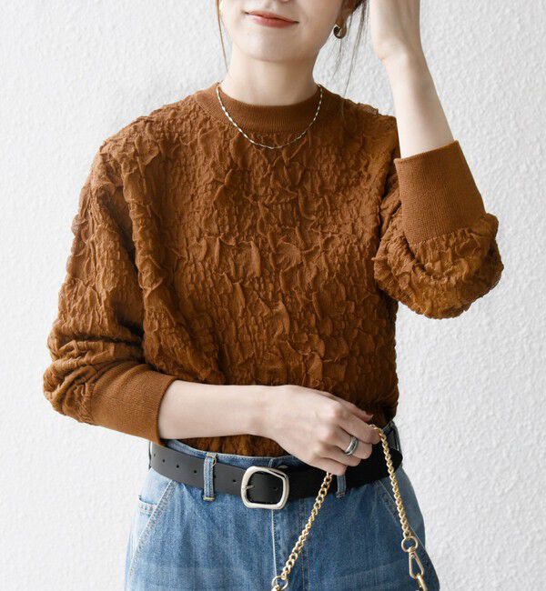 SHIPS any「《一部追加予約》SHIPS any:〈手洗い可能〉ジャカード バンピー クルーネック プルオーバー」|ニット・セーター|