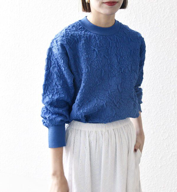 SHIPS any「《一部追加予約》SHIPS any:〈手洗い可能〉ジャカード バンピー クルーネック プルオーバー」|ニット・セーター|