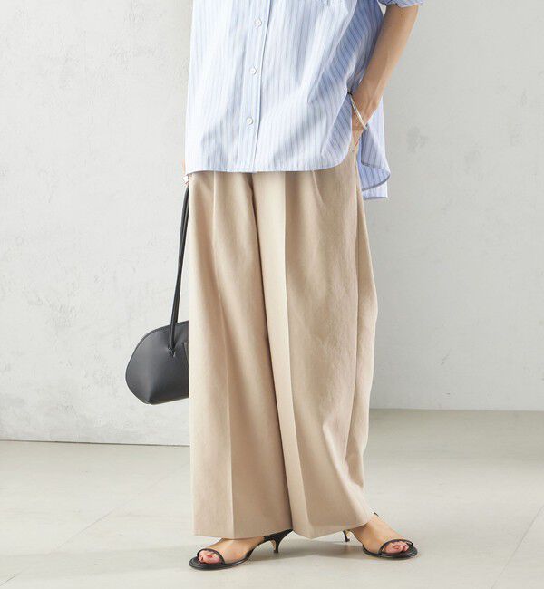 SHIPS for women「〈手洗い可能〉Asami 麻調合繊 2タック ワイドパンツ」|その他|