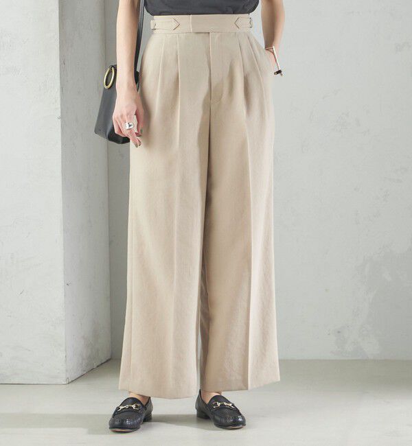 SHIPS for women「〈手洗い可能〉Asami 麻調合繊 2タック ワイドパンツ」|その他|