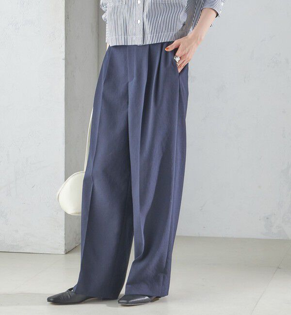 SHIPS for women「〈手洗い可能〉Asami 麻調合繊 2タック ワイドパンツ」|その他|