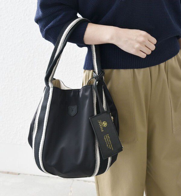 SHIPS any「【SHIPS any別注】Folna: 2WAY ライン ナイロン トート バッグ」|トートバッグ|ブラック