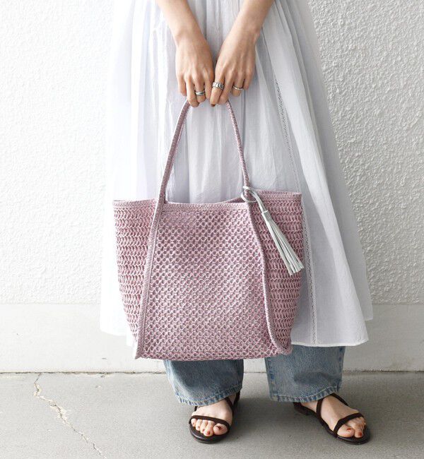 SHIPS any「SHIPS any: タッセル 透かし編み ペーパー トート バッグ」|トートバッグ|