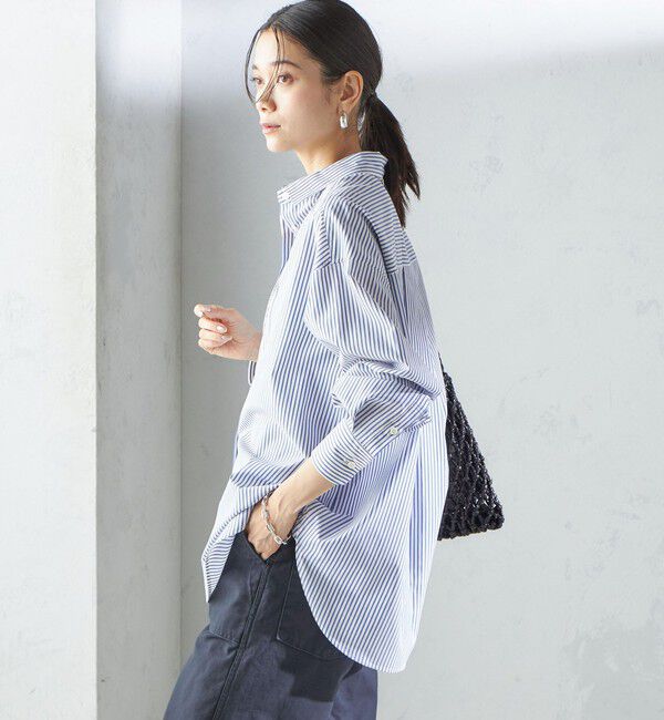 SHIPS for women「SHIPS Primary Navy Label:コットン タイプライター ビッグ シャツ」|シャツ・ブラウス|