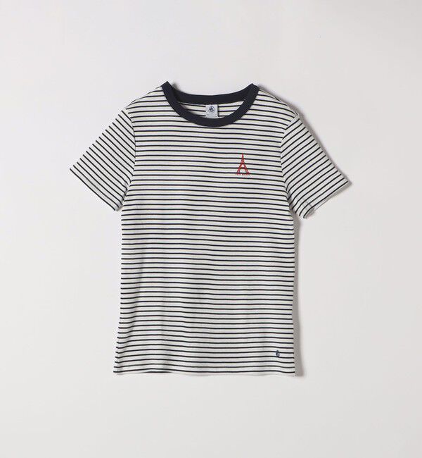 SHIPS any「【SHIPS any別注】PETIT BATEAU: ロゴ プリント コンパクト ボーダー TEE 25SS」|Tシャツ・カットソー|