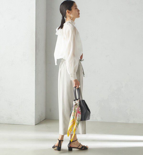 SHIPS for women「〈手洗い可能〉麻混 ストレッチ ドロスト Aライン スカート」|台形|