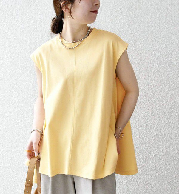 SHIPS any「《一部追加予約》SHIPS any:〈接触冷感/汗染み防止加工/洗濯機可能〉Aライン フレンチスリーブ TEE」|Tシャツ・カットソー|イエロー