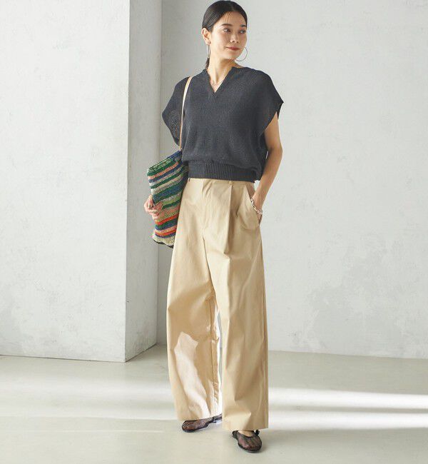 SHIPS for women「〈手洗い可能〉ポリエステル 麻 スキッパー プルオーバー」|プルオーバー|