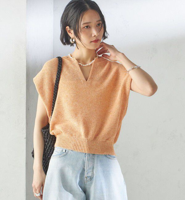 SHIPS for women「〈手洗い可能〉ポリエステル 麻 スキッパー プルオーバー」|プルオーバー|