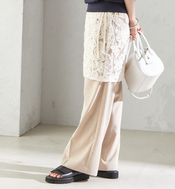 SHIPS for women「《予約》〈手洗い可能〉フラワー 刺繍 チュール ラップ スカート」|スカート|