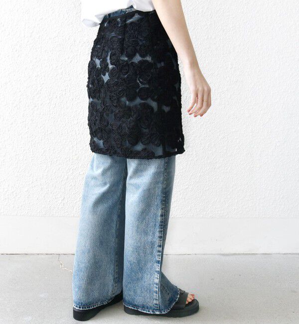 SHIPS for women「《予約》〈手洗い可能〉フラワー 刺繍 チュール ラップ スカート」|スカート|