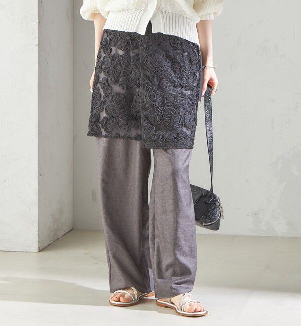 SHIPS for women「《予約》〈手洗い可能〉フラワー 刺繍 チュール ラップ スカート」|スカート|