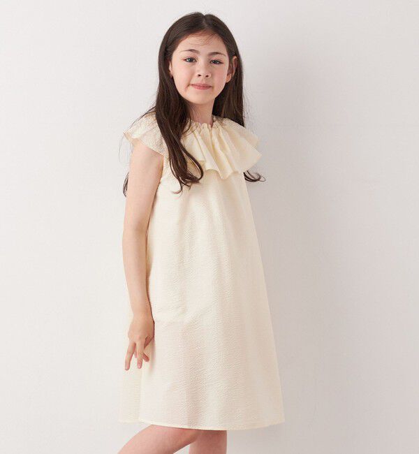 SHIPS any「SHIPS any: シアサッカー フリルカラー ノースリーブ ワンピース <KIDS>」|ワンピース|