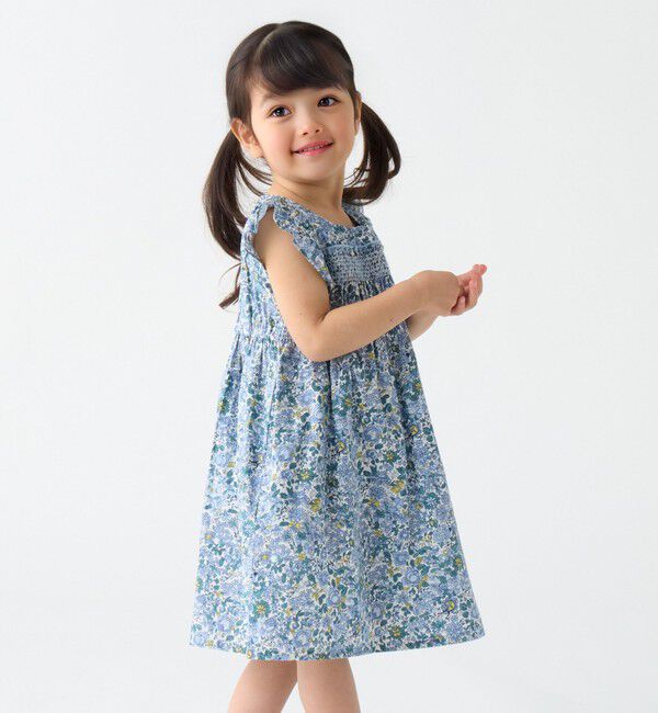 SHIPS Colors 「SHIPS Colors:90～140cm /〈洗濯機可能〉スモッキング フラワー ワンピース◇」|ワンピース|ブルー