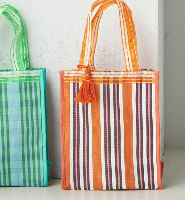 SHIPS for women「Arawali:メッシュ &times; ブロック プリント バッグ」|トートバッグ|