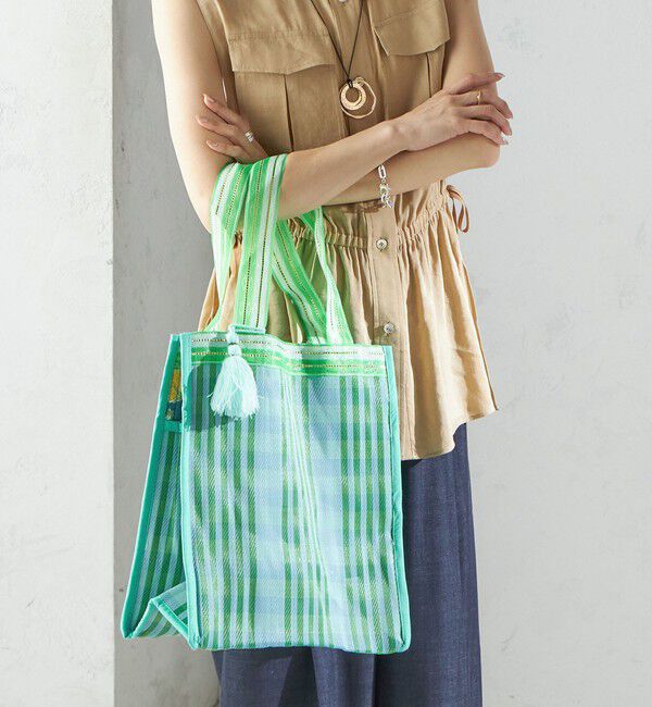 SHIPS for women「Arawali:メッシュ &times; ブロック プリント バッグ」|トートバッグ|