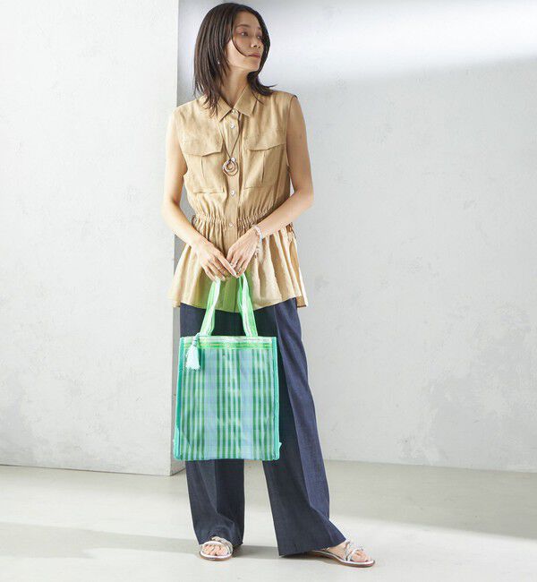 SHIPS for women「Arawali:メッシュ &times; ブロック プリント バッグ」|トートバッグ|