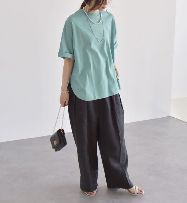 quaranciel「quaranciel:〈接触冷感/汗染み防止加工/洗濯機可能〉ラウンドヘム クルー ビッグ TEE」|Tシャツ・カットソー|