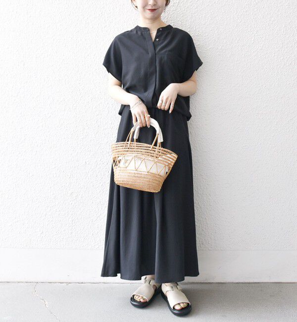 SHIPS any「SHIPS any:〈洗濯機可能〉グロッシー ドロスト バンドカラー フレンチ シャツ」|シャツ・ブラウス|