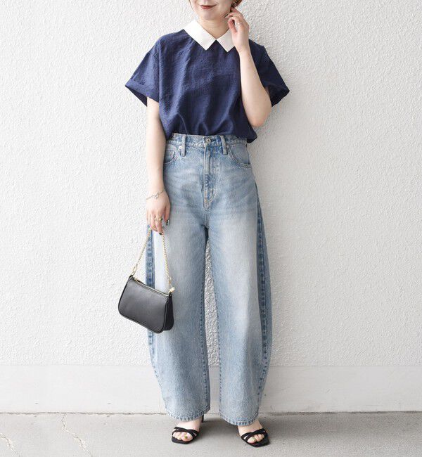 SHIPS any「SHIPS any:〈洗濯機可能〉フラワー ジャカード バイカラー プルオーバー シャツ」|シャツ・ブラウス|