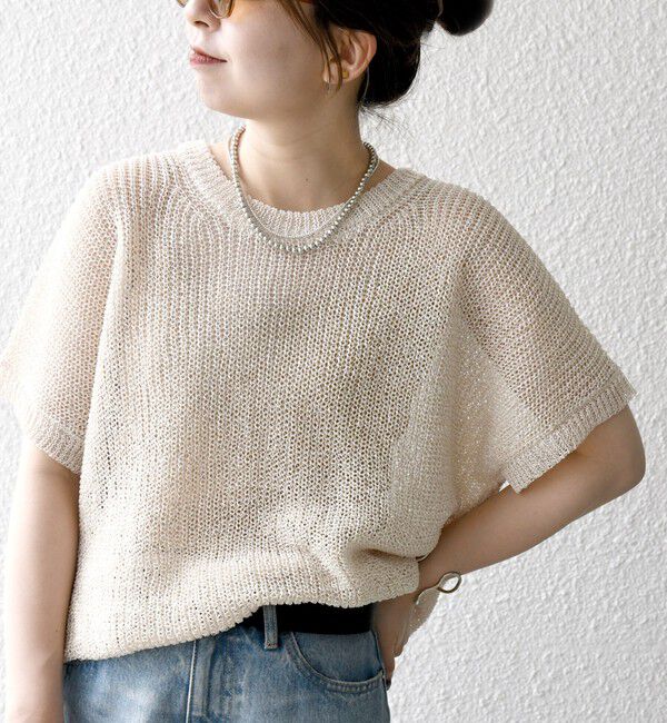 SHIPS any「《予約》SHIPS any:〈手洗い可能〉ギマ  ワイド フレンチ シアー ニット プルオーバー」|ニット・セーター|