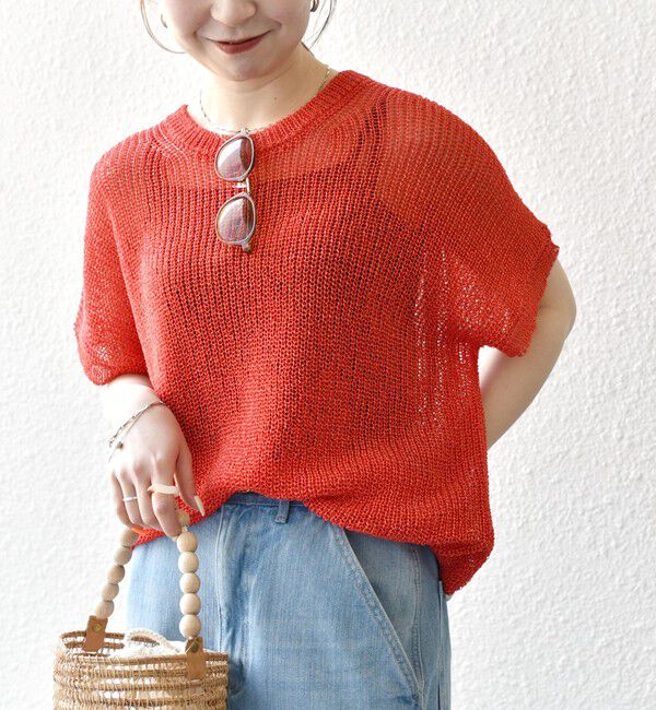 SHIPS any「《予約》SHIPS any:〈手洗い可能〉ギマ  ワイド フレンチ シアー ニット プルオーバー」|ニット・セーター|